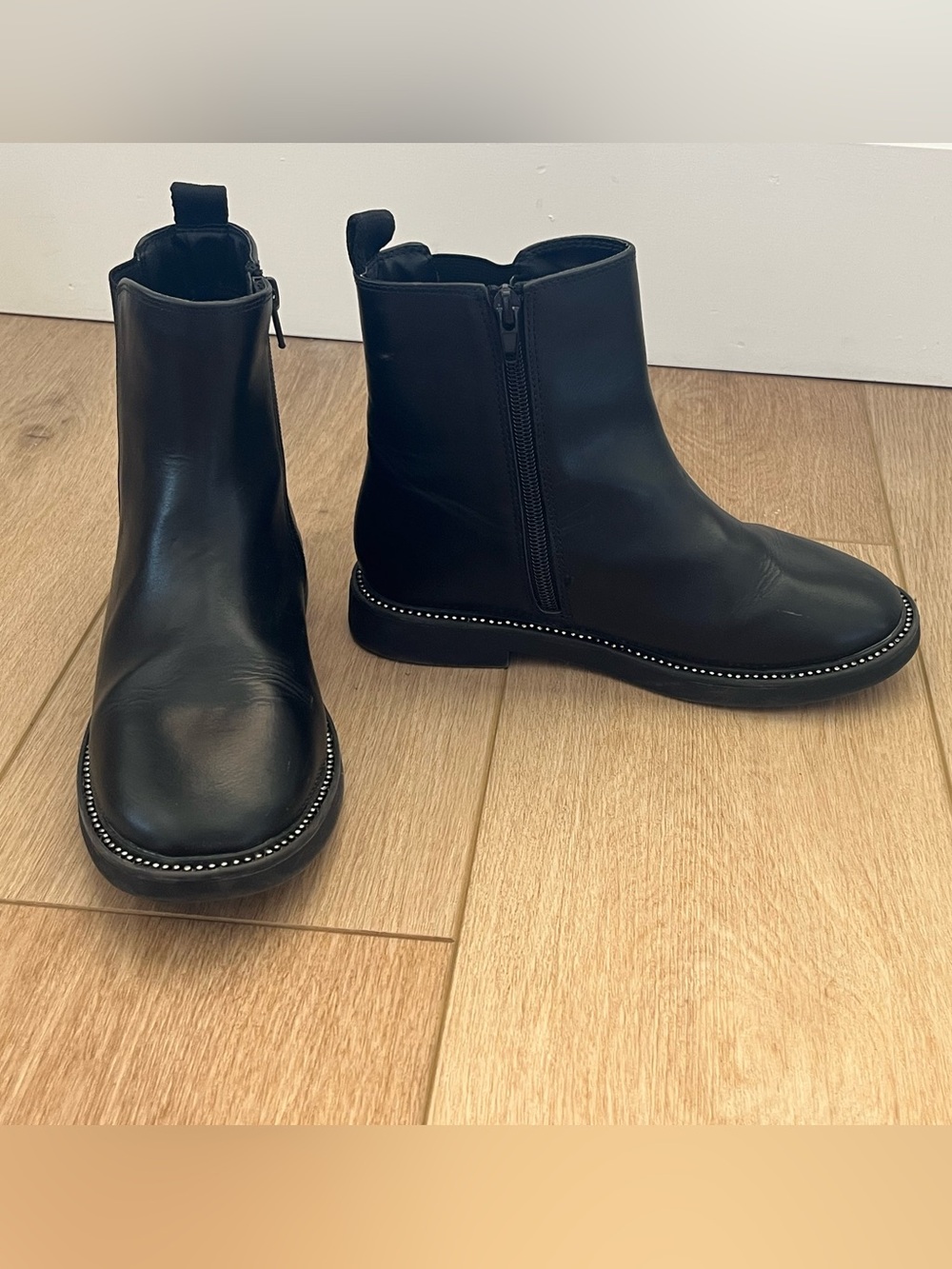 Girls Madden Girl Black Ankle Boots with Studded Sole Trim